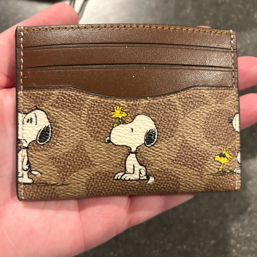 Coach Snoopy Peanuts Tan Multi Card Holder